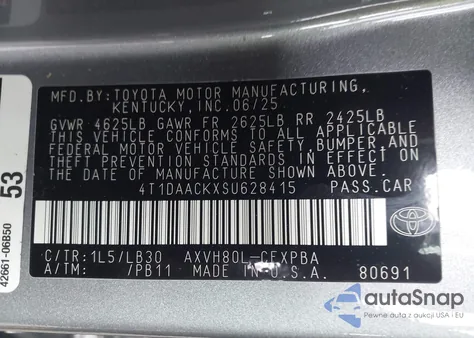 2025 Toyota Camry Xse из США, поврежденный, VIN 4T1DAACKXSU628415